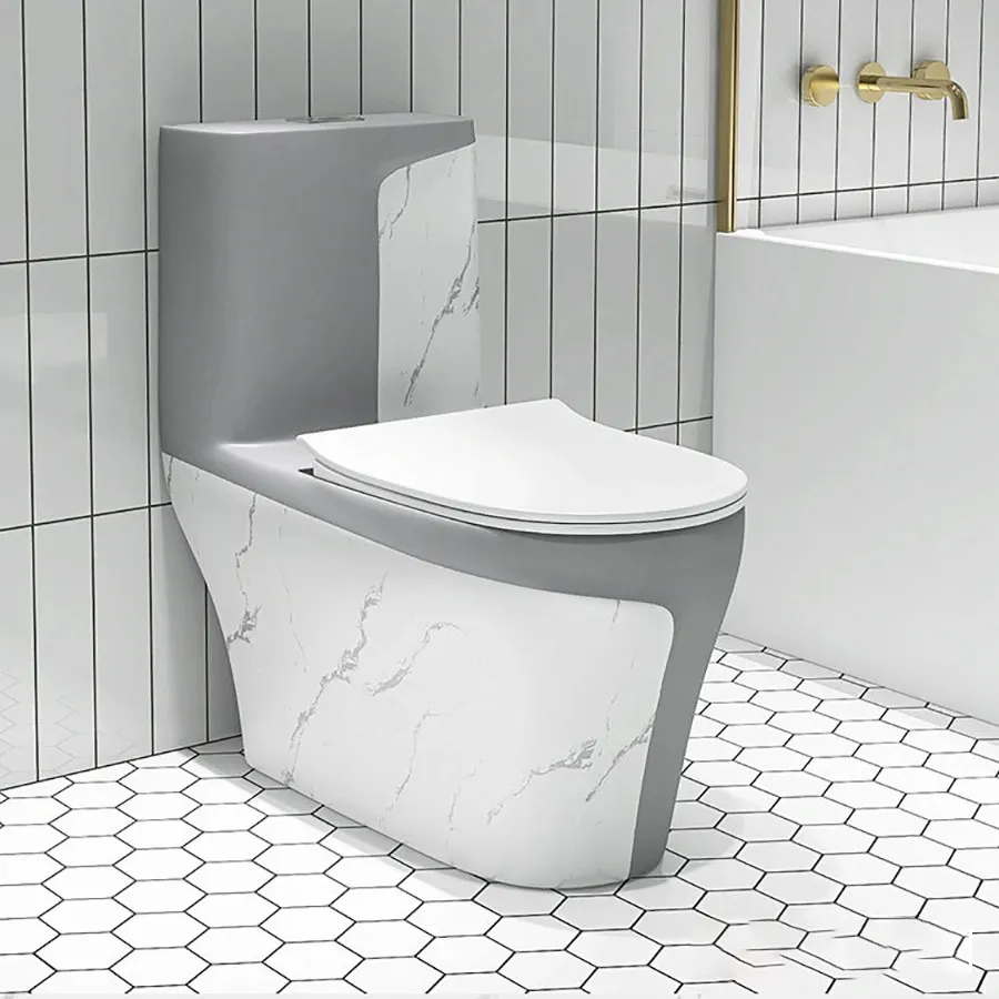Bồn Cầu 1 Khối Màu Xám Ghi Vân Đá ST-BC109
