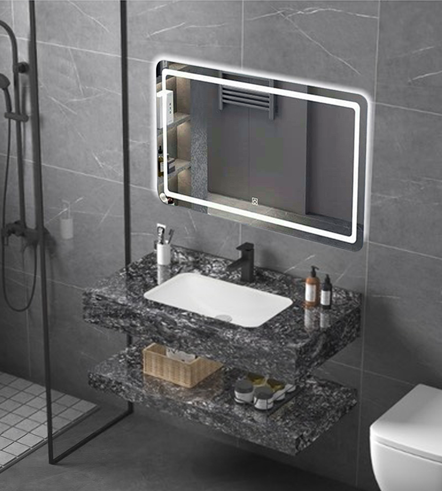 Trọn Bộ Lavabo Bàn Đá Chống Trầy và Gương Led ST-BĐ10AM