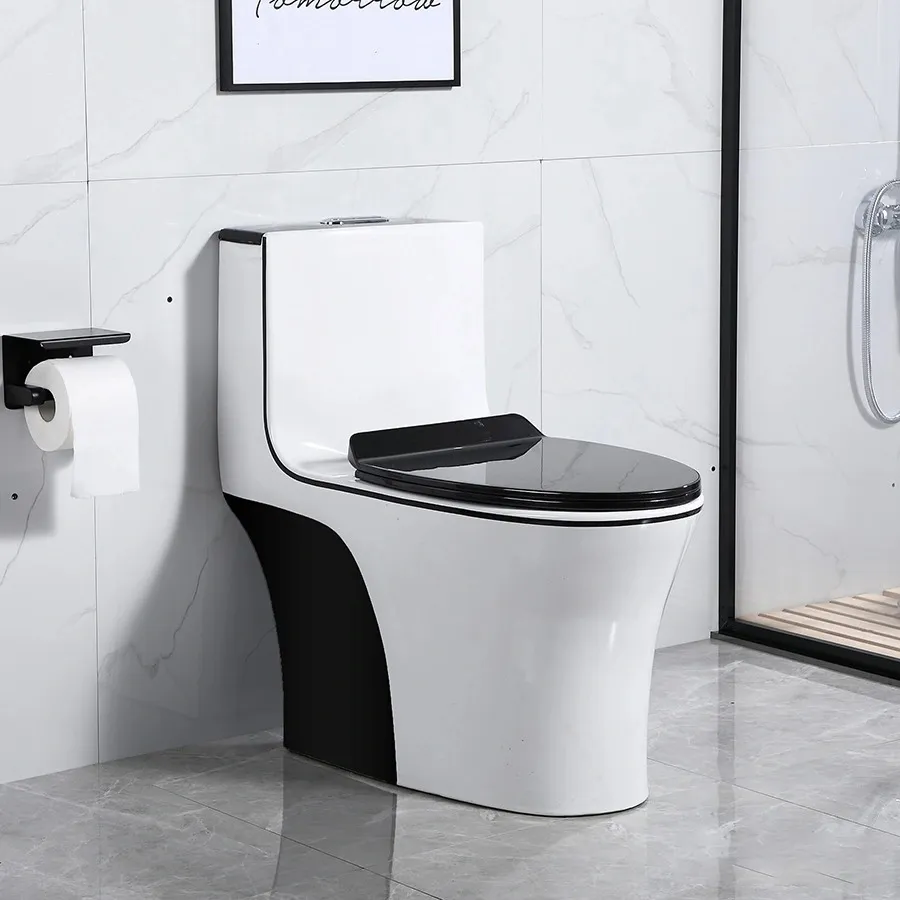 Bồn Cầu 1 Khối Trắng Nắp Đen ST-BC117
