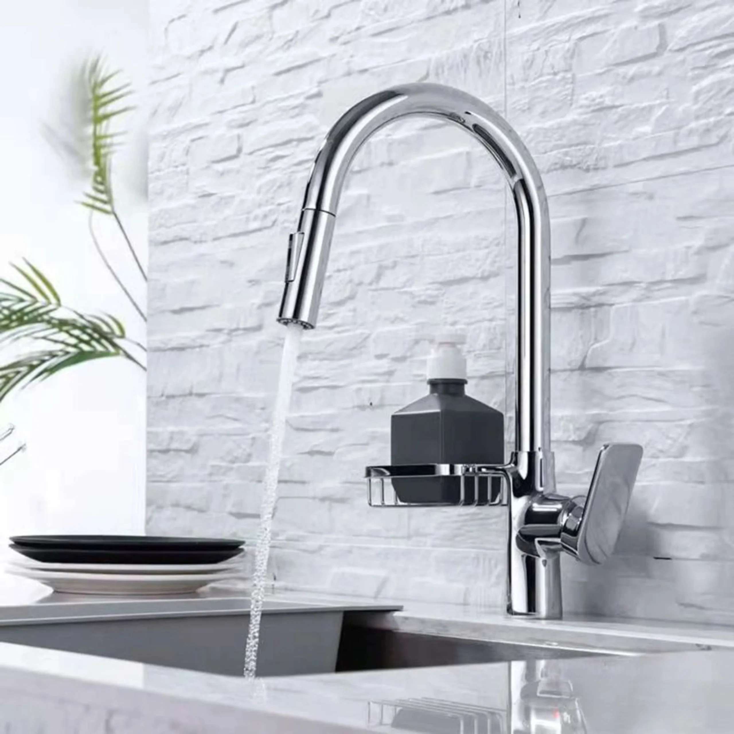 Vòi Rửa Chén Nóng lạnh Dây Rút Đồng Thau Mạ Crome ST-VR6342T