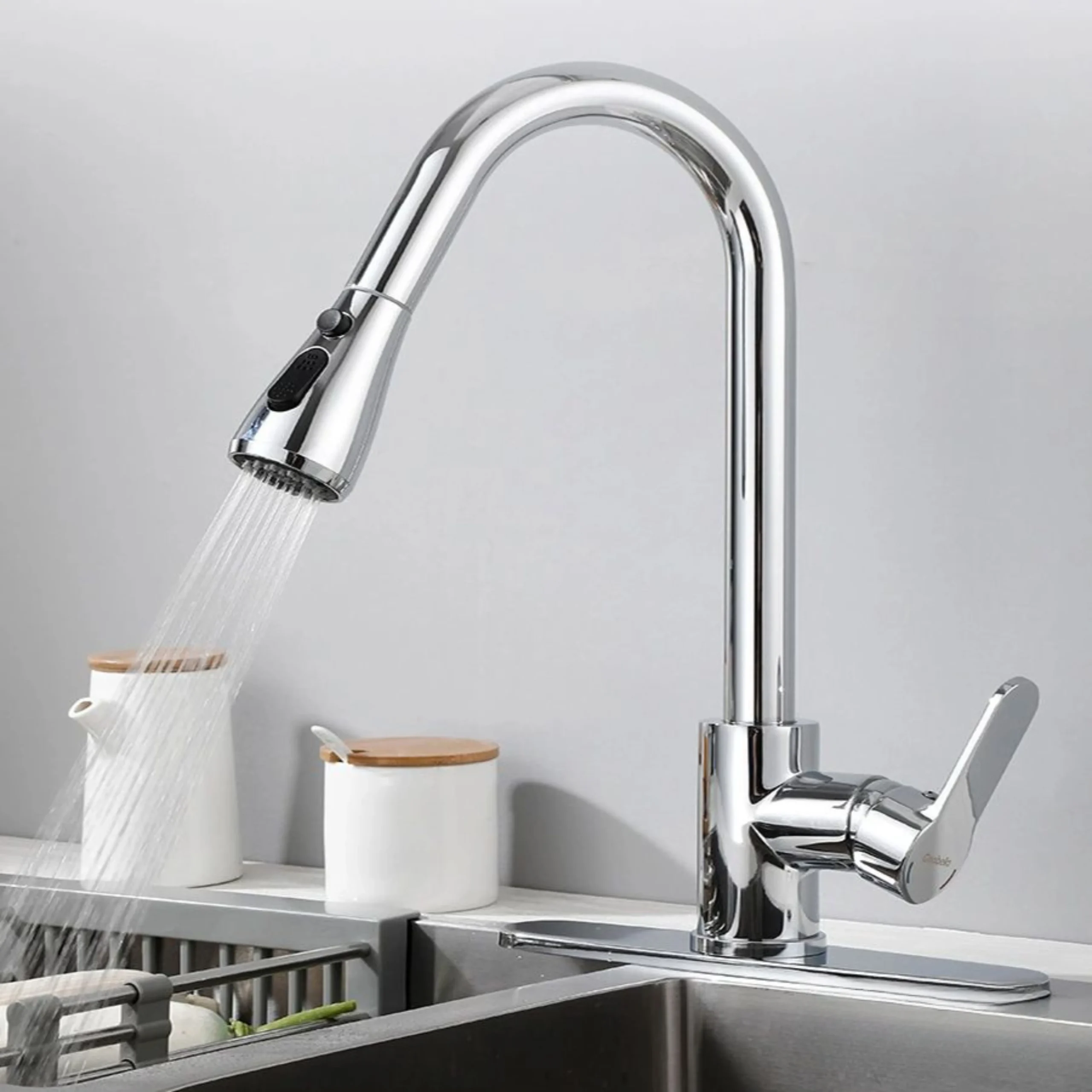 Vòi Rửa Chén Nóng Lạnh Dây Rút Inox 304 Bóng ST-6306B