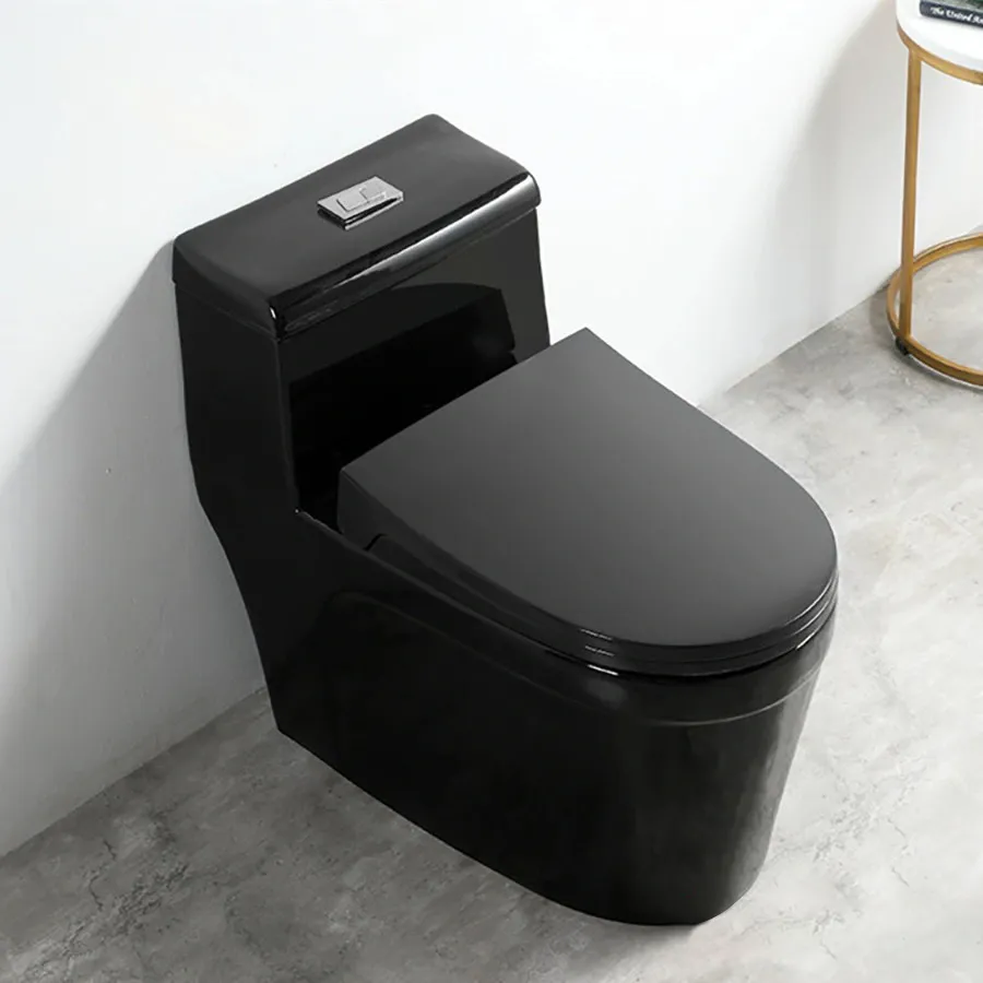 Bồn Cầu 1 Khối Thân Lùn Nắp Dày Đen ST-BC1399Đ
