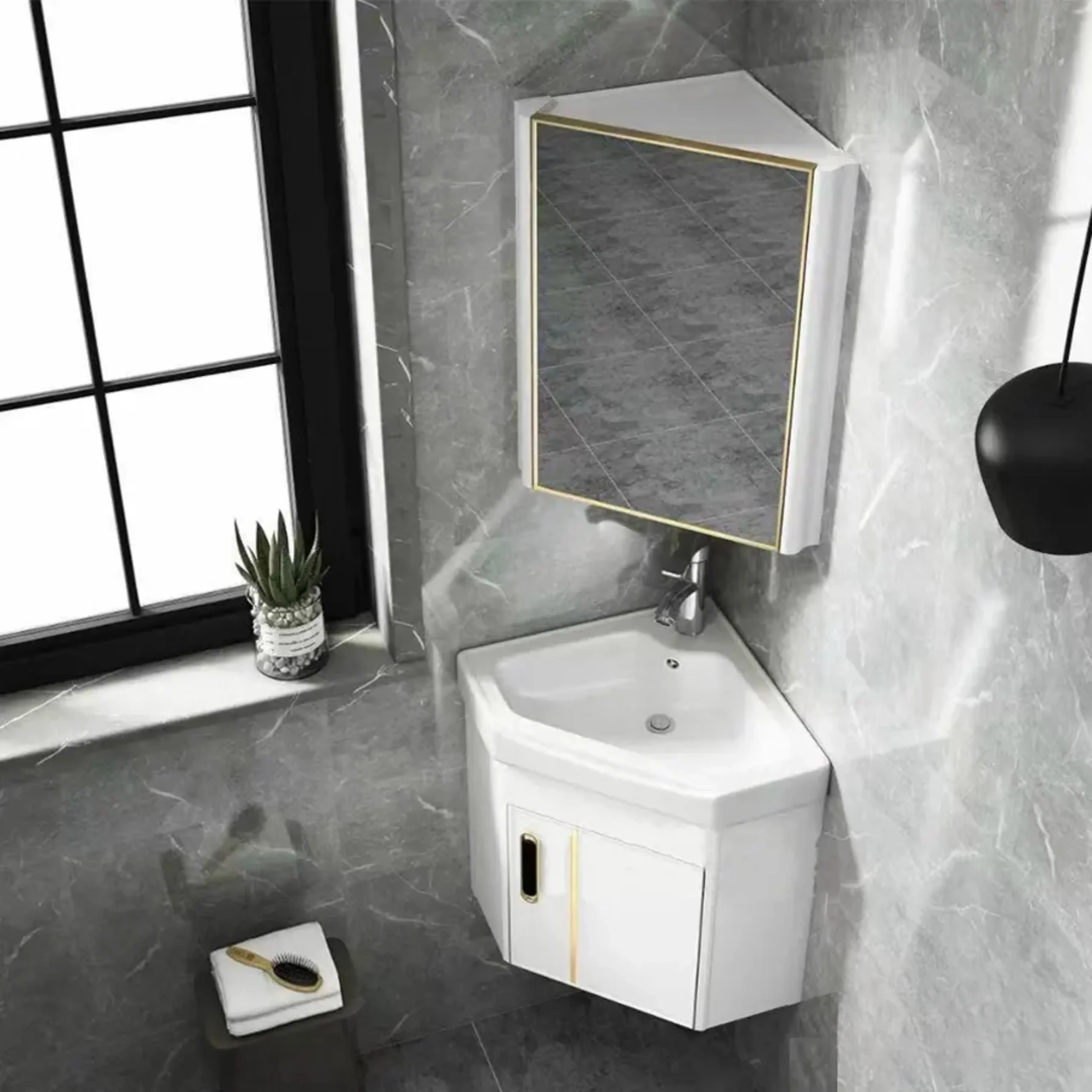 Tủ Lavabo Góc Nhôm Trắng ST-TN7520