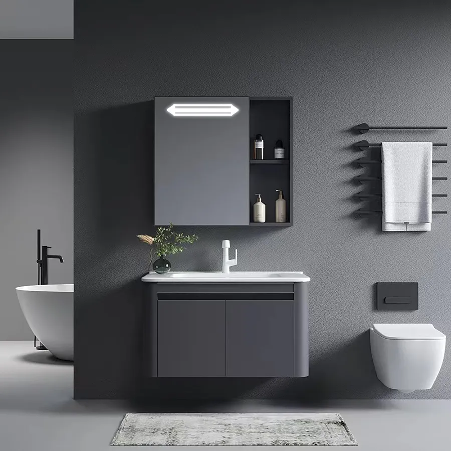Tủ Lavabo Nhà Tắm Thông Minh Nhôm Gương LED ST-TN617
