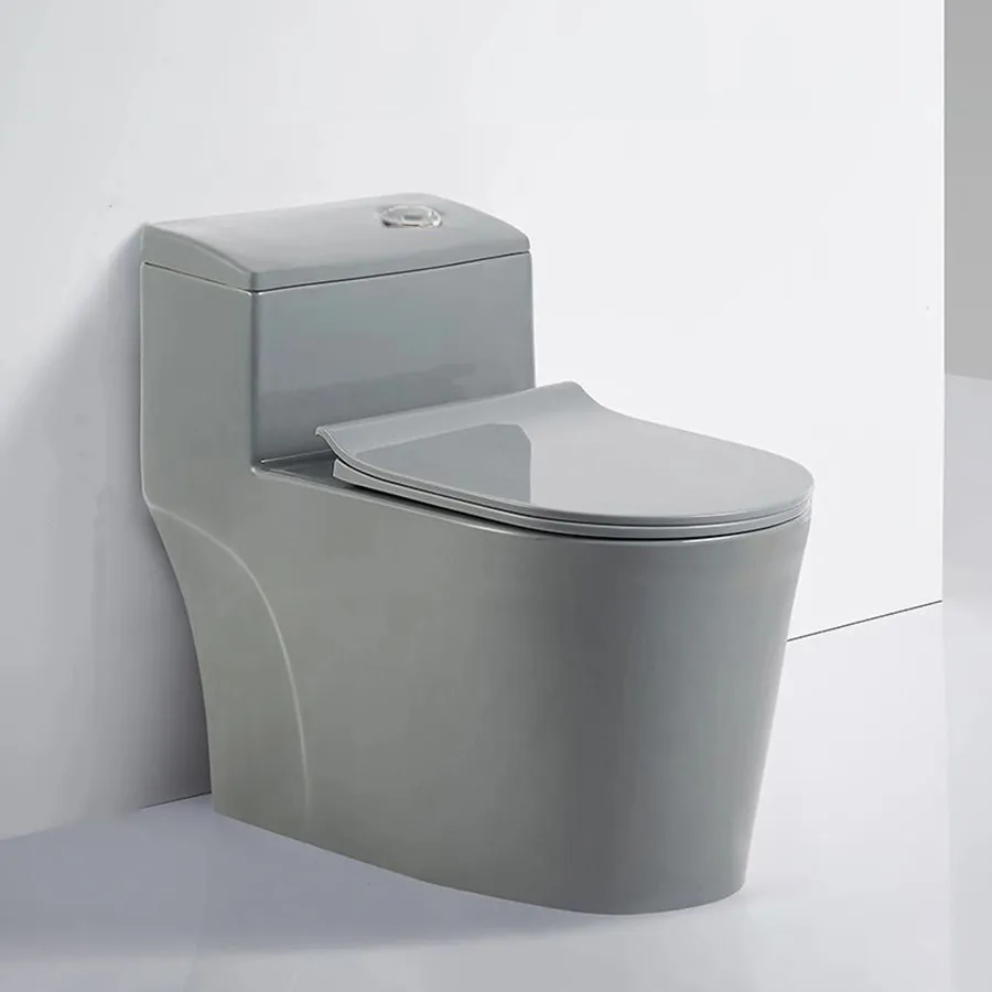 Bồn Cầu 1 Khối Nút Xả Lệch Màu Xám ST-BC876X