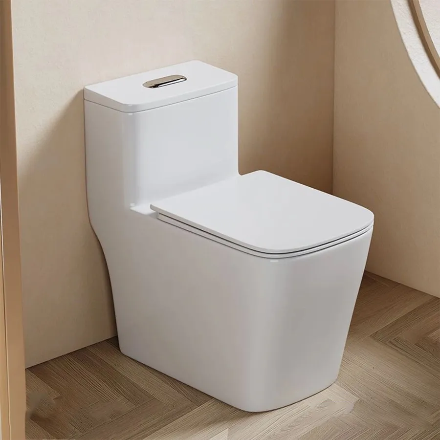 Bồn Cầu 1 Khối Men Sứ Trắng Nắp UF Cao Cấp ST-BC988