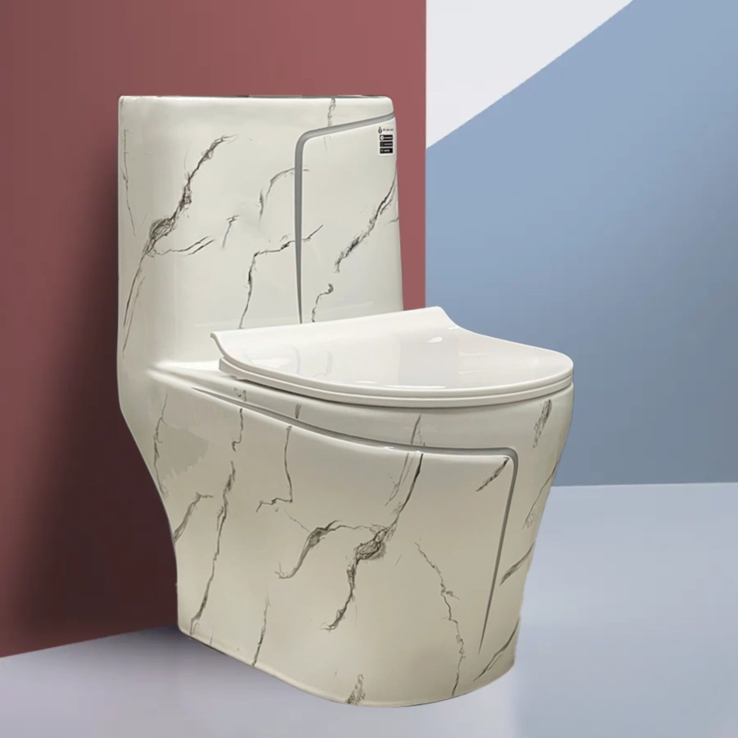 Bồn Cầu 1 Khối Vân Đá Nắp Xám ST-BC114
