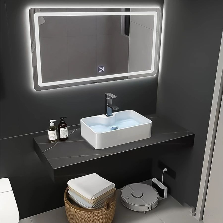 Trọn Bộ Lavabo Bàn Đá Chống Trầy và Gương Led ST-BĐ31