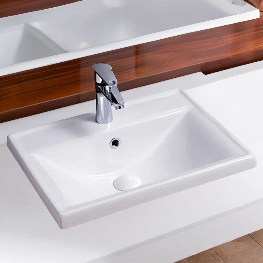 Lavabo Rửa Mặt Bán Âm Bàn Trắng LA-LA74