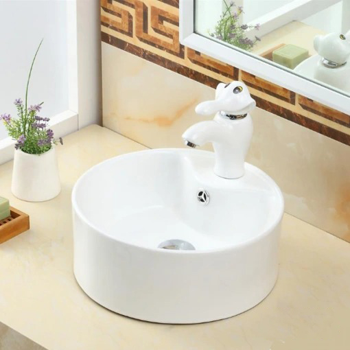 Lavabo Đặt Bàn Trẻ Em Tròn Trắng ST-LA38