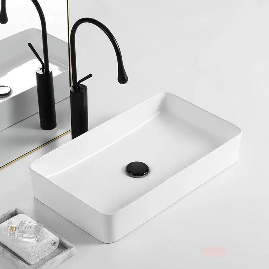 Lavabo Đặt Bàn Chữ Nhật Màu Trắng ST-LA103