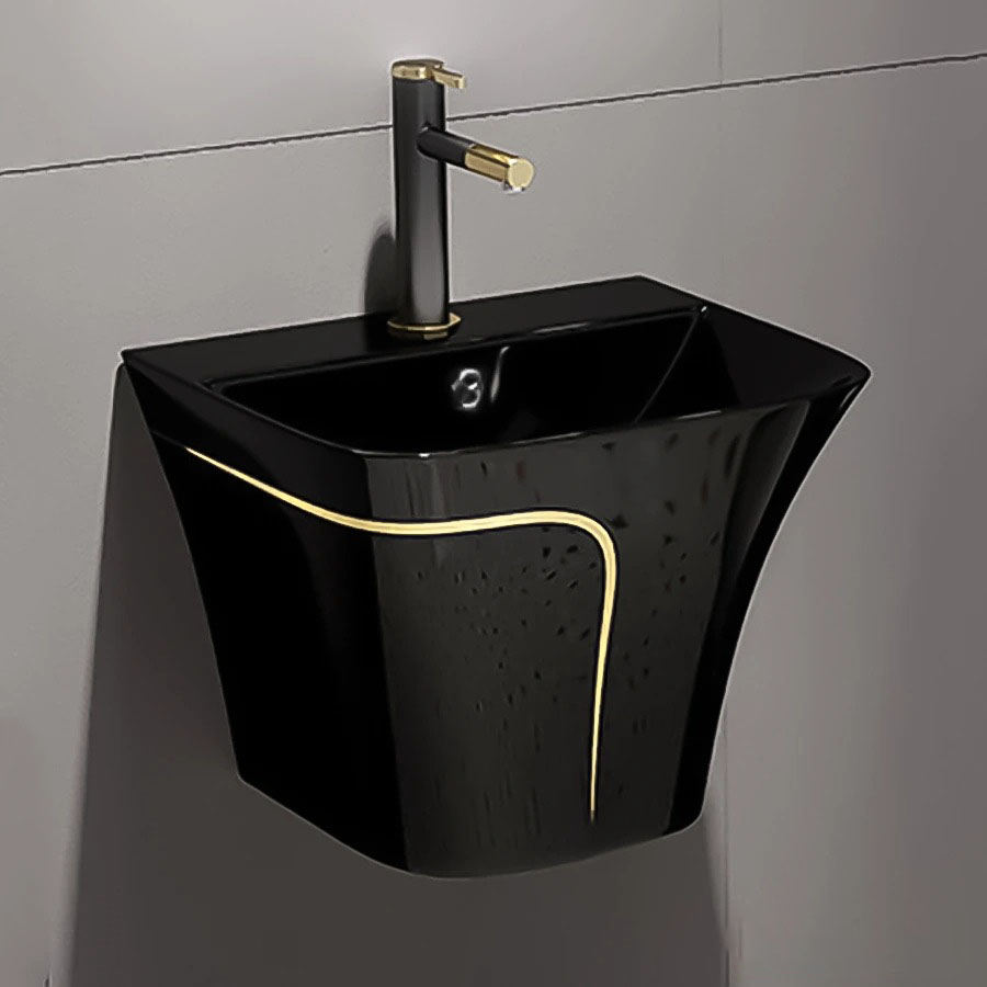 Lavabo Treo Đen Viền Vàng ST-LA13