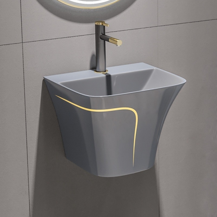 Lavabo Treo Xám Viền Vàng ST-LA16