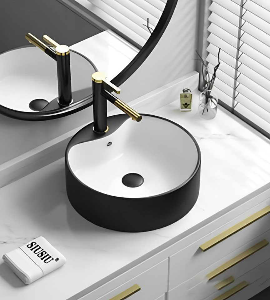 Lavabo Tròn Đen Trắng ST-LA07TD