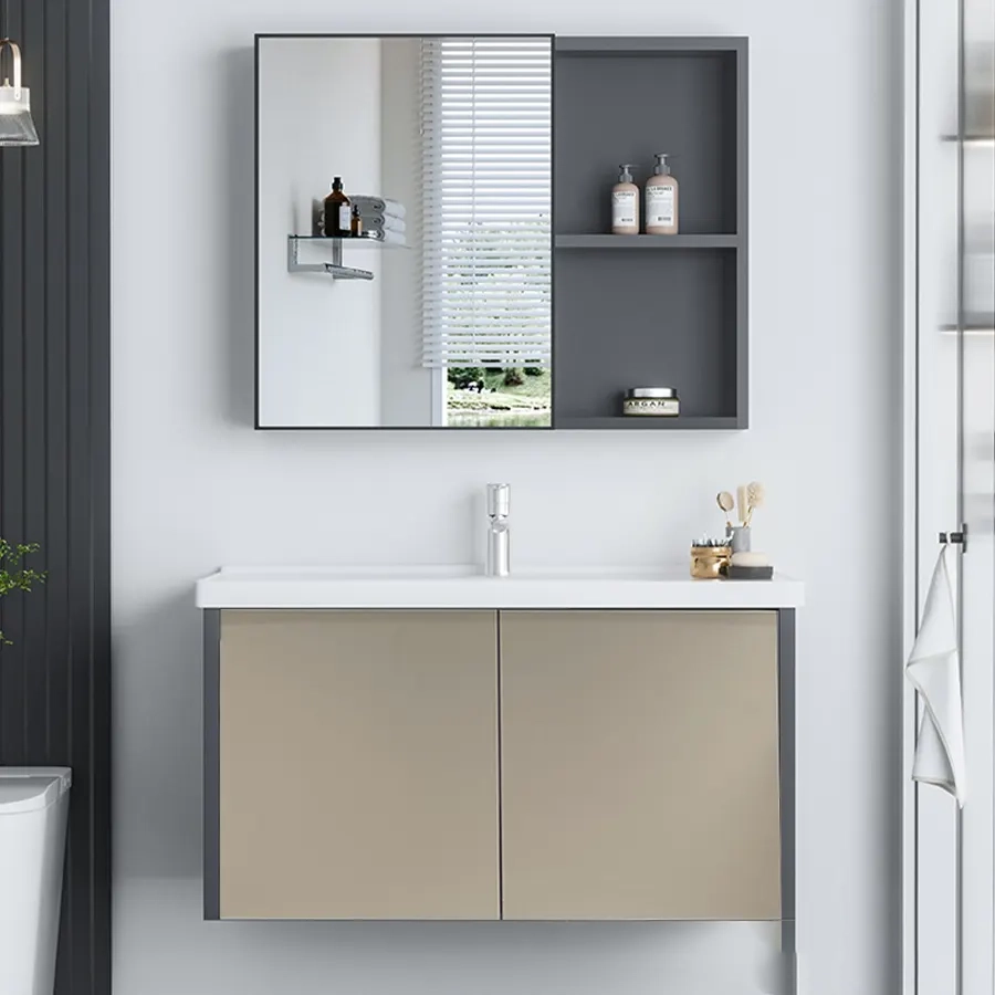 Tủ Lavabo Nhà Tắm Nhôm Aluminium Xám ST-TN7621