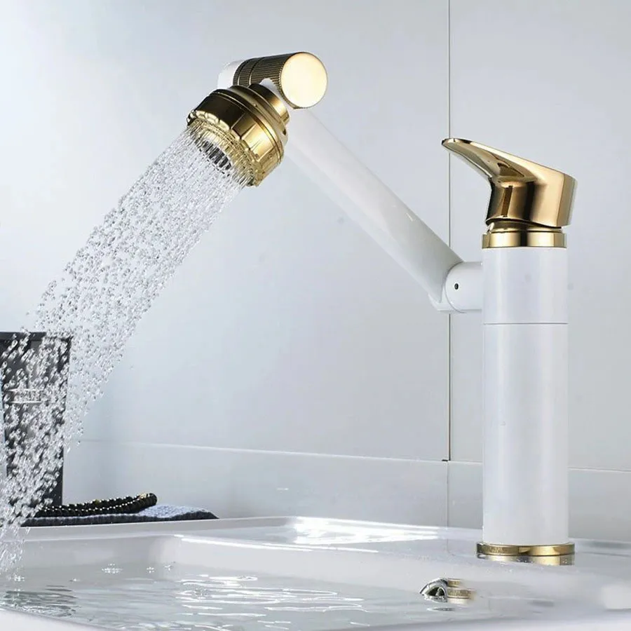 Vòi Rửa Lavabo Cổ Xoay 720 Độ Đa Năng Màu Trắng ST-265T
